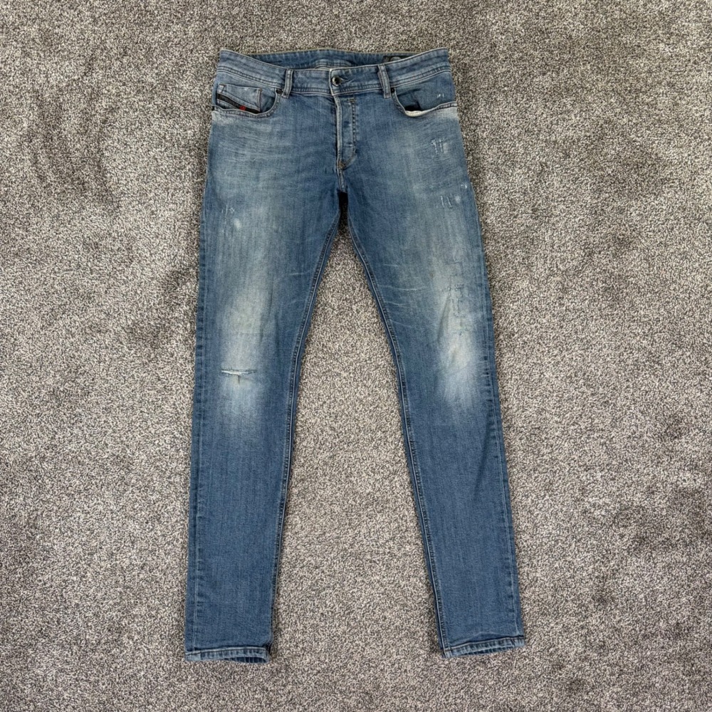 Diesel Sleenker Slim Skinny Jeans Mens 34 Blue Stretch Denim Button Fly 069FI